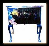 metallic blue lowboy - back view